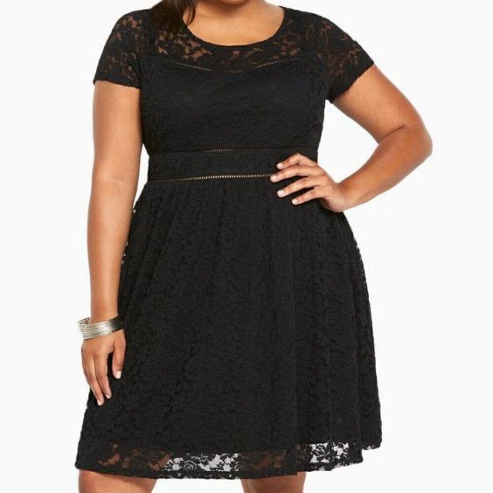 Torrid Black Lace Scoop Skater Dress Size 18